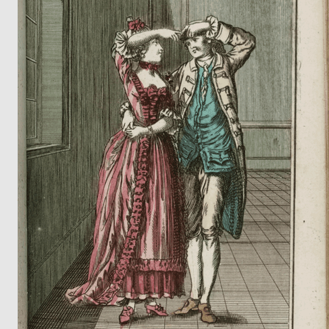 gravure extraite de Almanach dansant ou Positions et attitudes de l'allemande , Guillaume