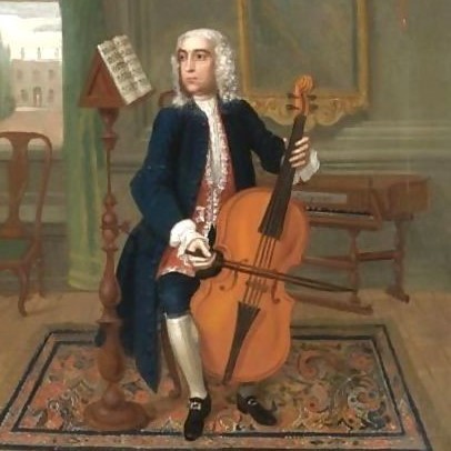 Portrait of a gentleman seated playing cello, by Charles Philips, circa 1720